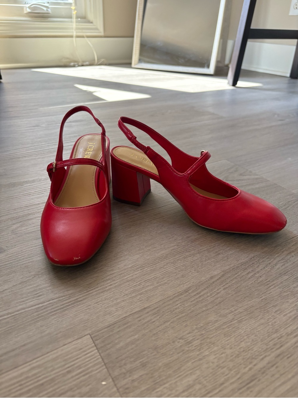 J. Crew Red Slingback Block Heels